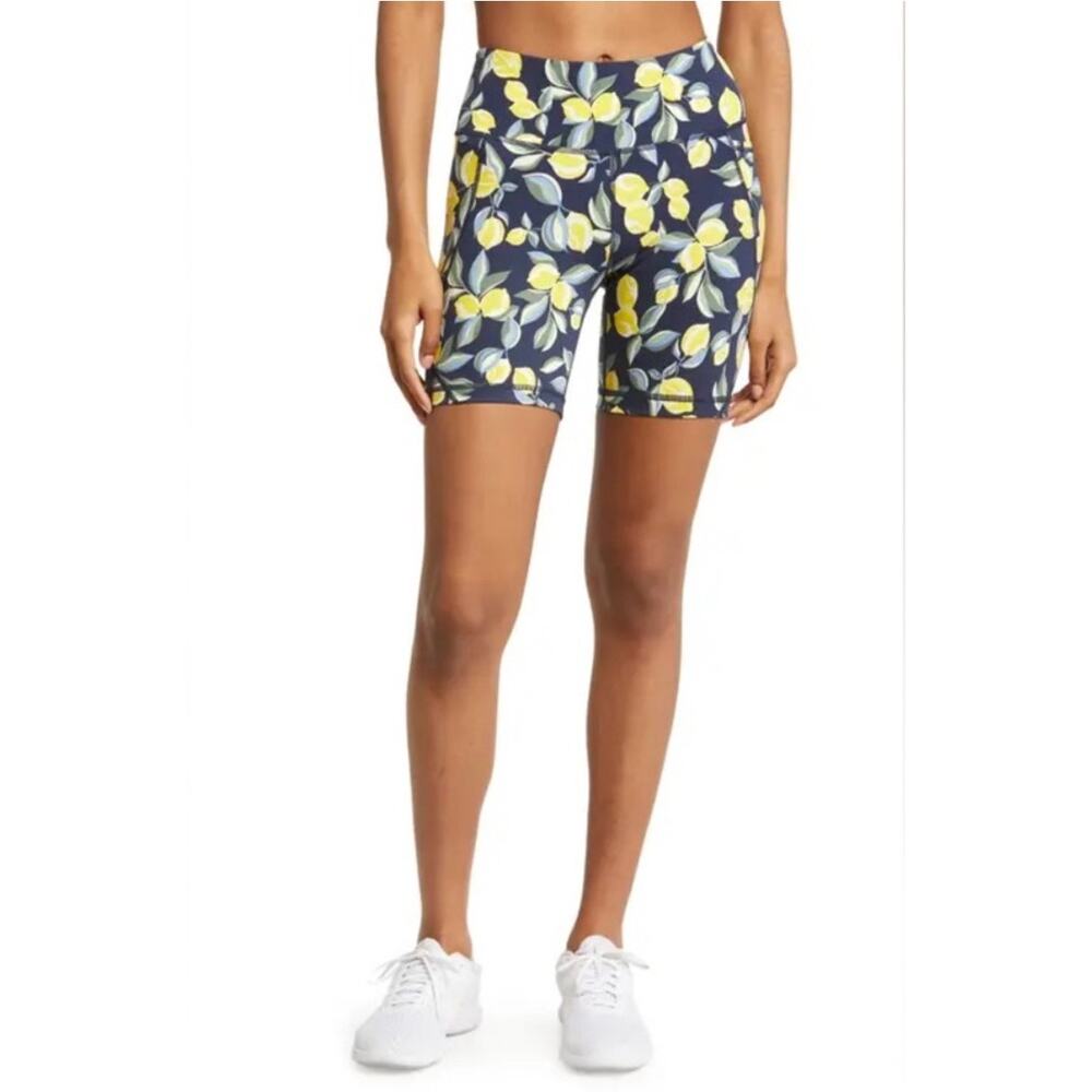 Sweaty Betty Power Shorts 6” Lemon Print Women’s M High Rise Running Gym